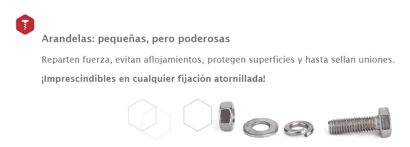 Arandelas planas y de resorte sobre superficie blanca