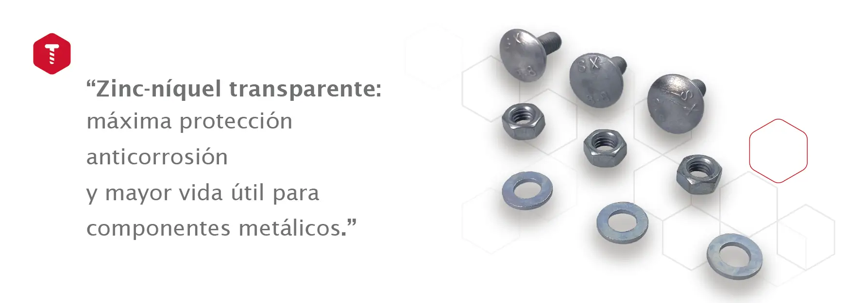 Tornillería recubierta del tratamiento superficial zinc niquel transparente