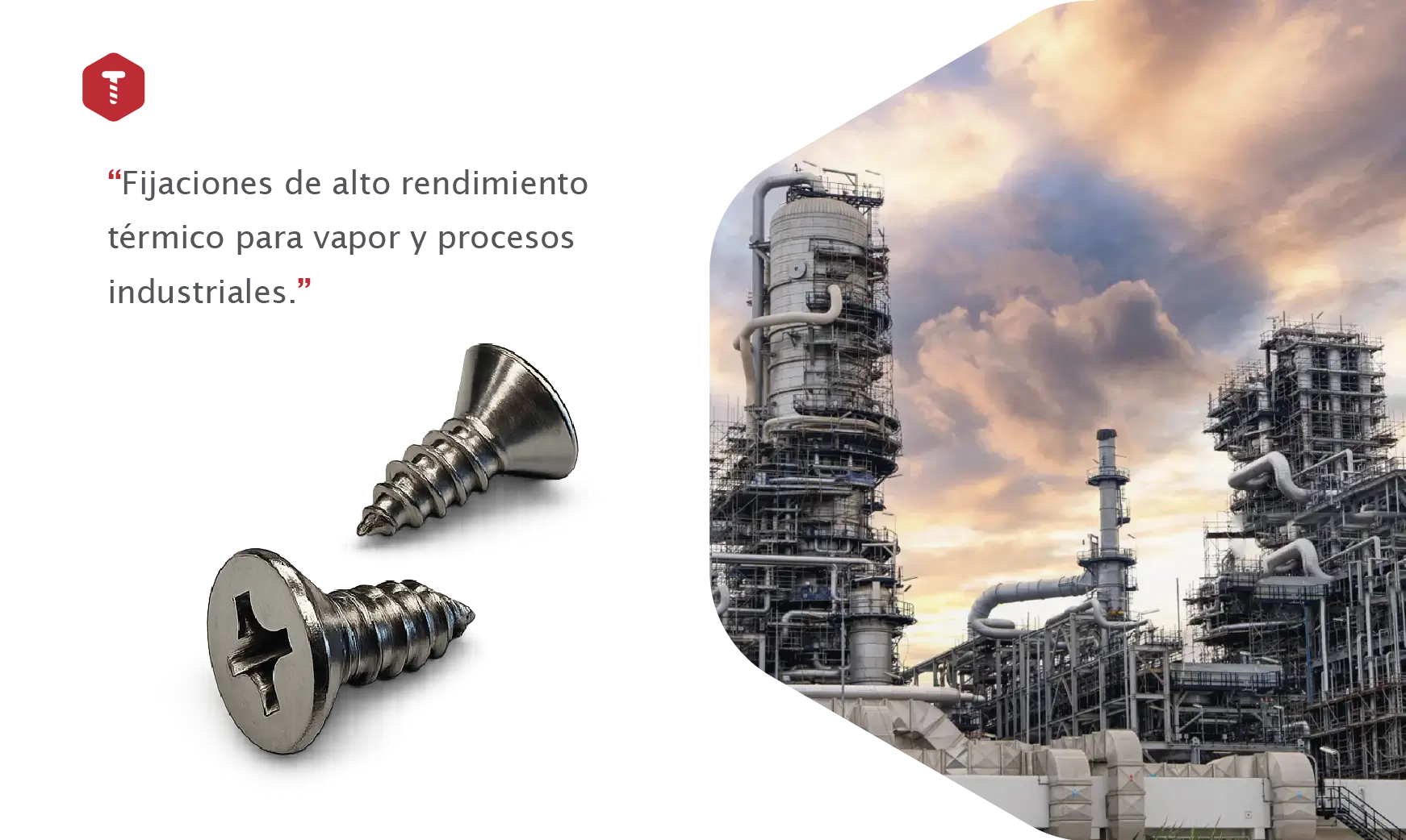 Fijaciones de alto rendimiento térmico Tormetal para tuberías de vapor y procesos industriales de alta temperatura.